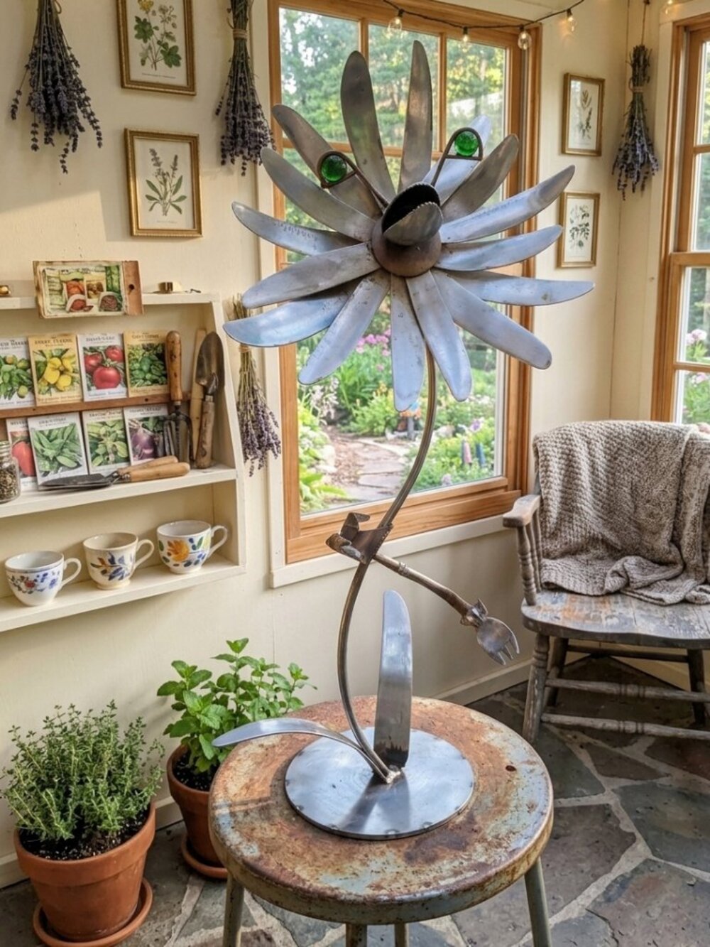 Feed Me Seymour! Handmade Metal Steel Flower Character Upcycled Sculpture Unique